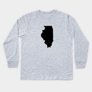 Illinois Black Kids Long Sleeve T-Shirt